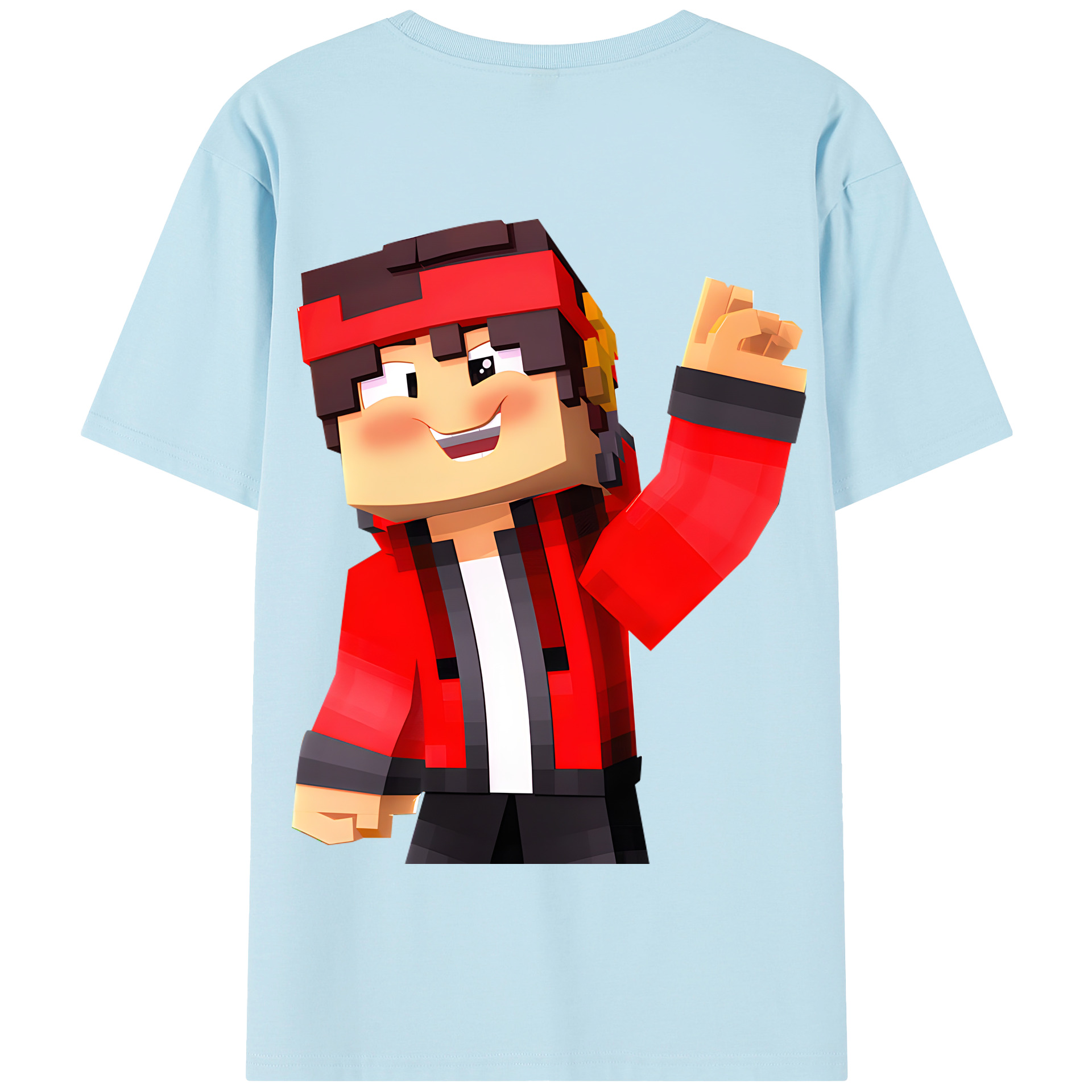 （画像用） マインクラフト ブロックの世界 Minecraft MC Block world 綿100％半袖Tシャツ（背面プリント）